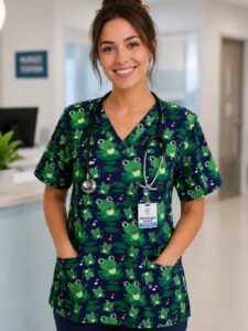 Musical Frogs Printed Scrub | S15